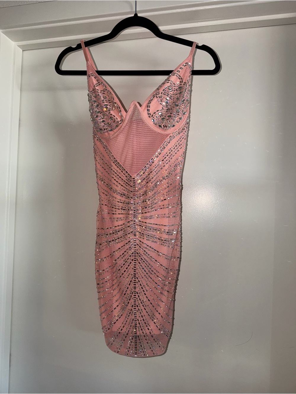 Pink Embellished Bodycon Dress
